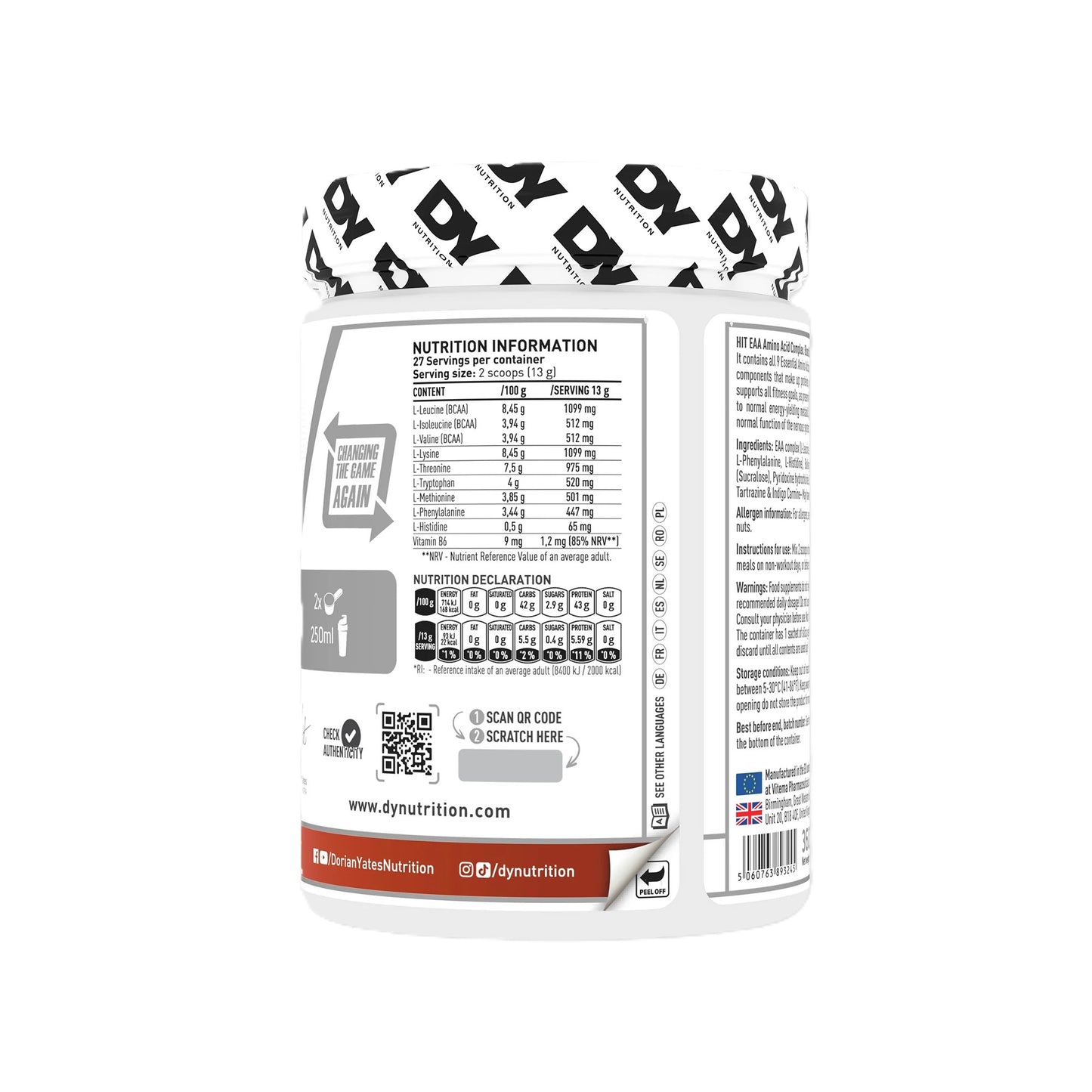 HIT EAA Amino Acid Complex, Dorian Yates,  360g