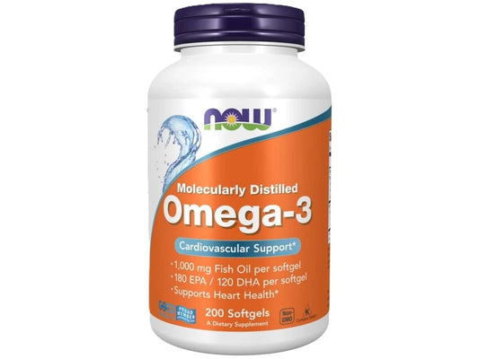 Omega-3, distilat molecular, 200 de capsule moi, NOW Foods